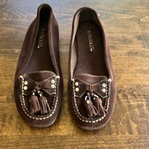 Aerosoles Women's Flat Brown Suede Your Turn Tassled Shoes Size 6B